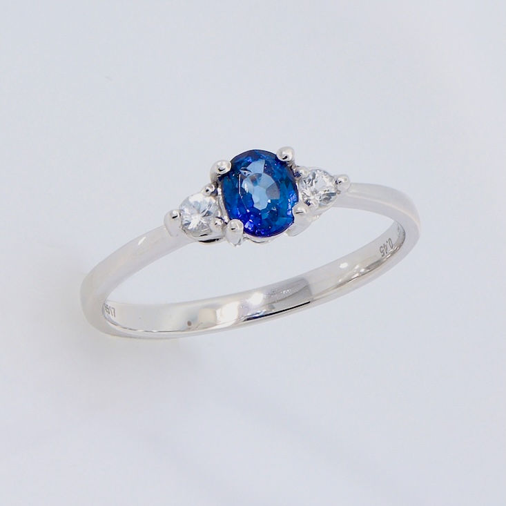 Blue sapphire diamond ring gold band wholesale fine jewelry SVS