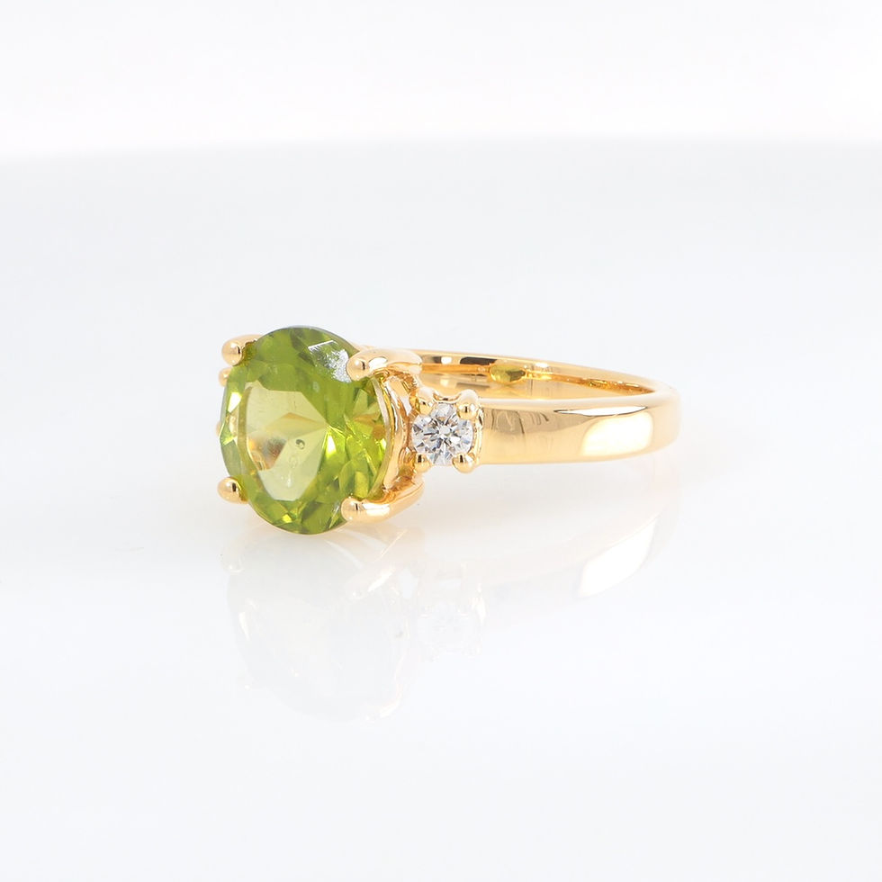 Thumbnail: Peridot diamond ring gold semi-mounting wholesale fine jewelry gemstone engagement ring