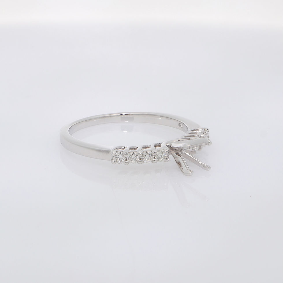 Thumbnail: Solitaire semi-mount diamond shoulder ring in fine gold, handcrafted fine jewelry