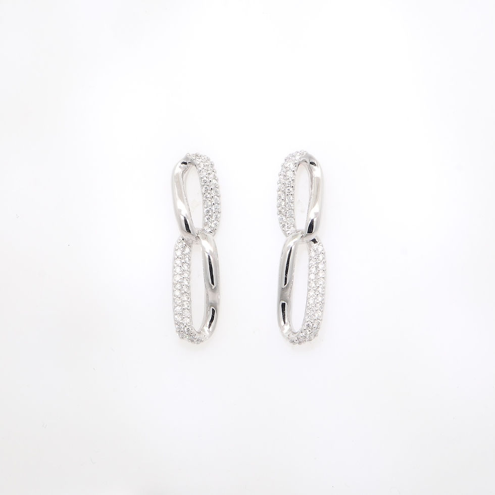 Diamond pavé double chain link drop earrings in fine gold