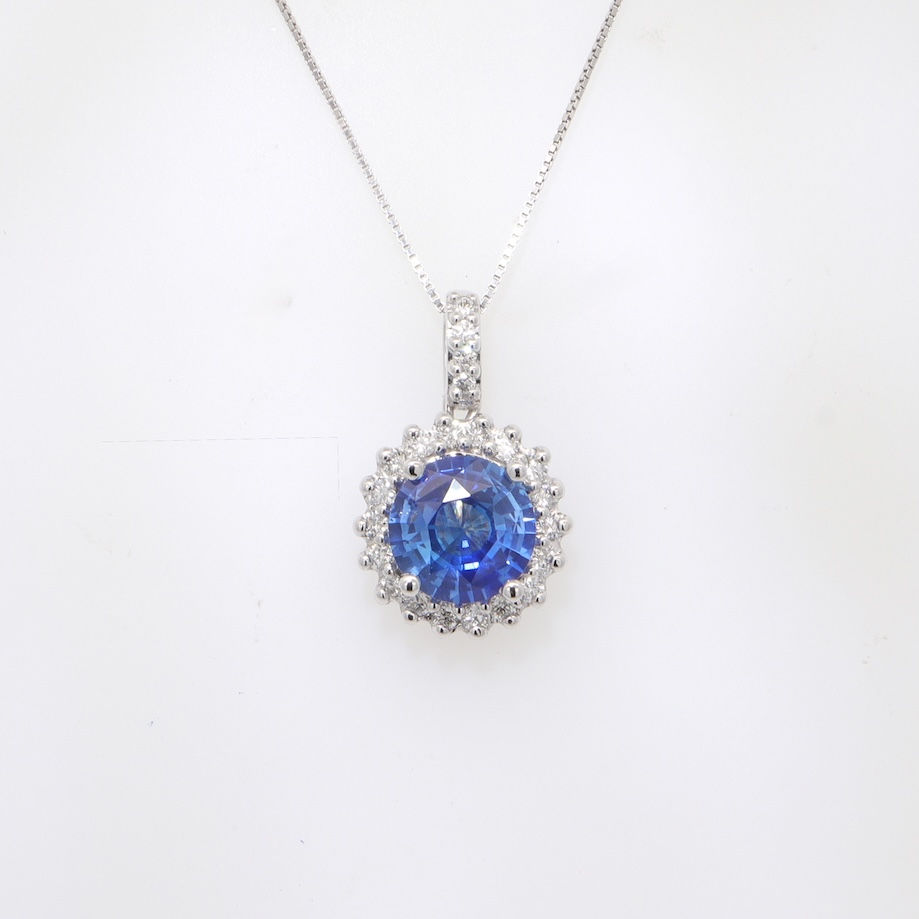 Wholesale gemstone jewelry sapphire diamond halo pendant gold setting fine jewelry pendant