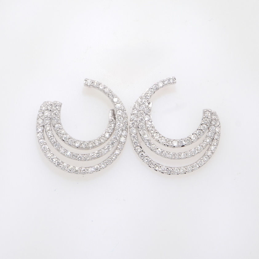 Wholesale diamond earrings triple hoop gold jewelry fine jewelry handcrafted luxury