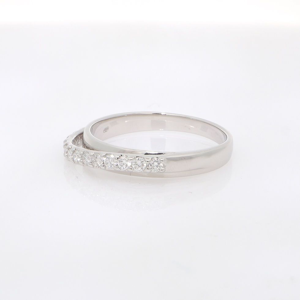 Thumbnail: Elegant gold diamond wedding ring. SVS custom fine jewelry for your special day.