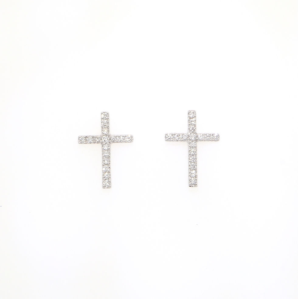 Pavé diamond cross stud earrings in fine gold