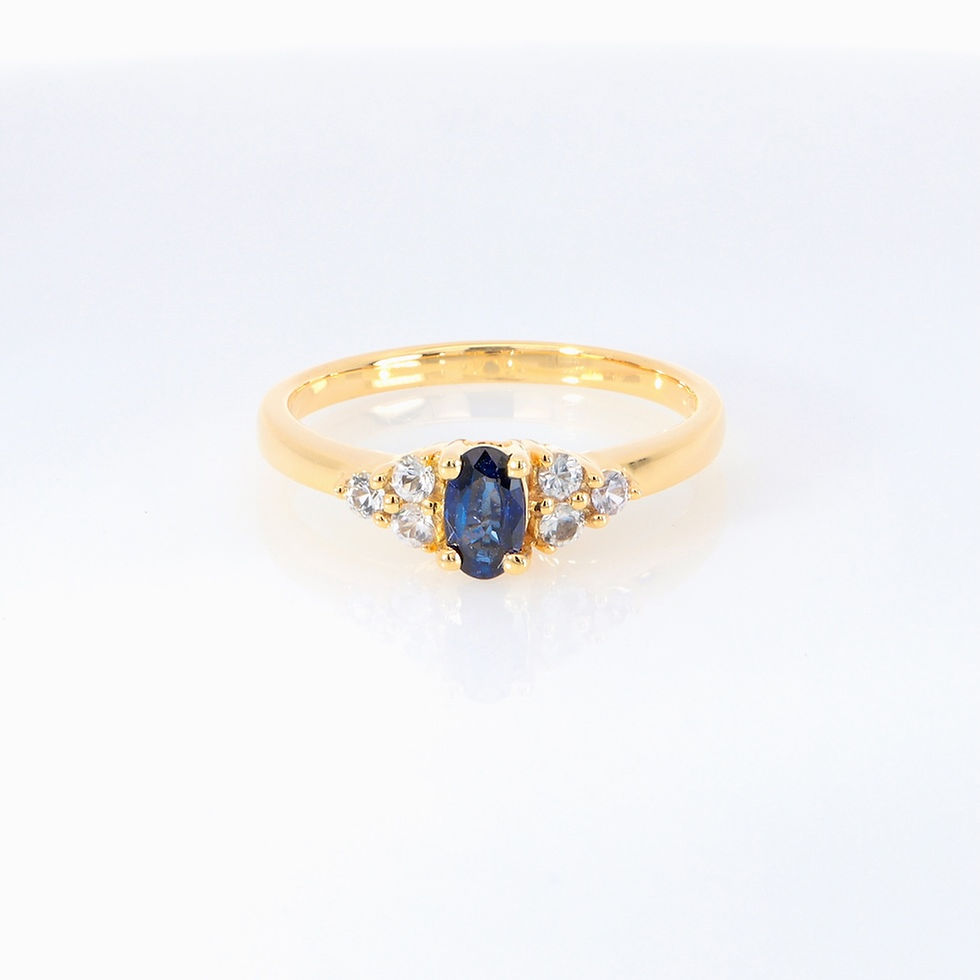 Thumbnail: Gold sapphire diamond ring wholesale fine jewelry blue gemstone engagement ring classic design