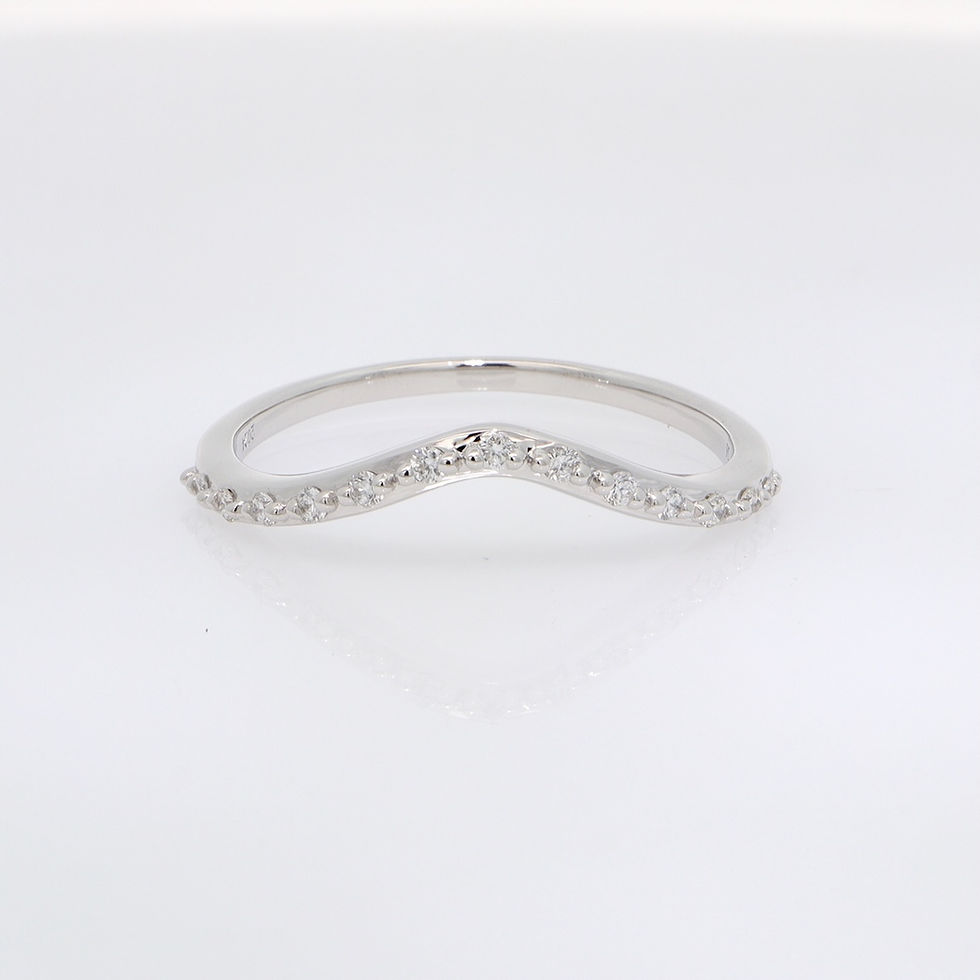 Thumbnail: Gold chevron diamond ring with pavé-set diamonds by SVS Jewelry