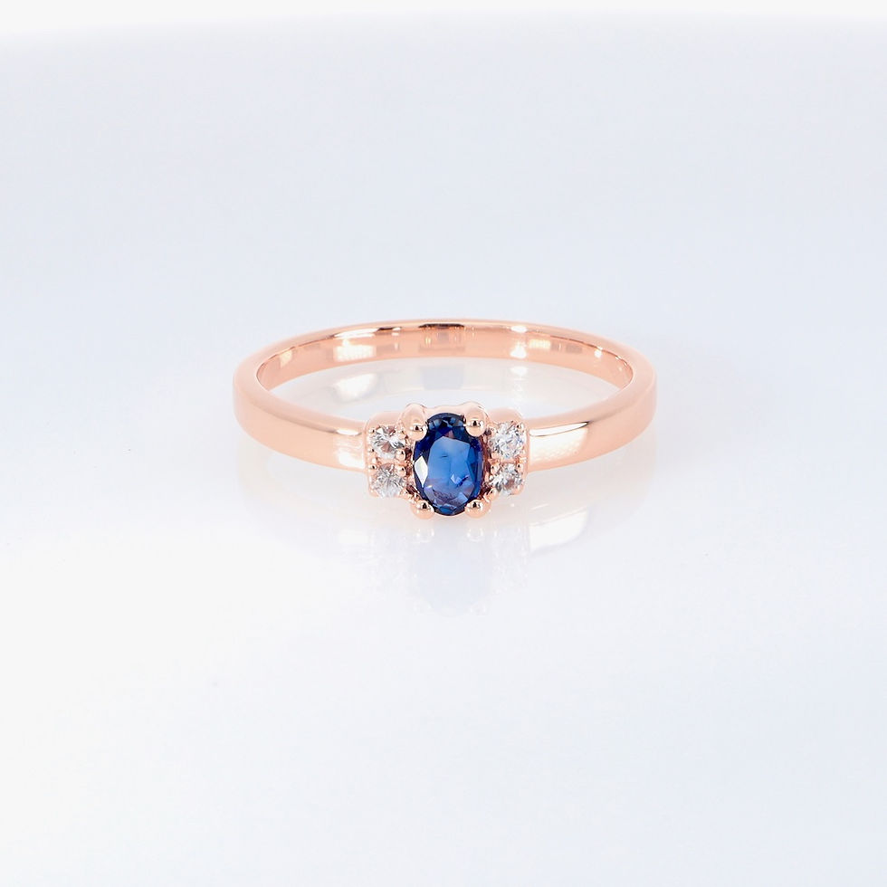 Thumbnail: Gold sapphire diamond cluster ring wholesale fine jewelry oval blue gemstone four round diamonds engagement ring