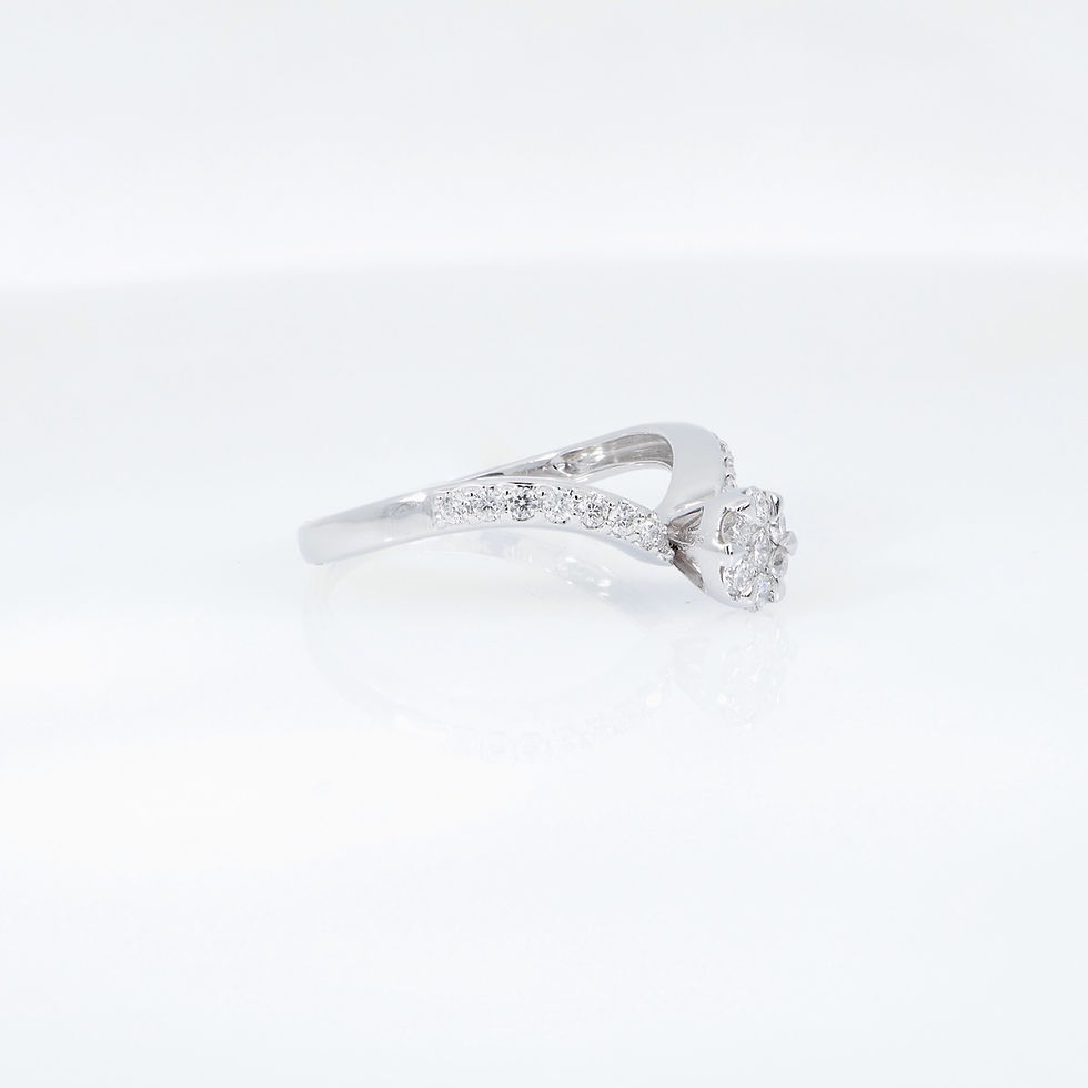 Thumbnail: Solitaire semi-mount diamond shoulder ring in fine gold, handcrafted fine jewelry