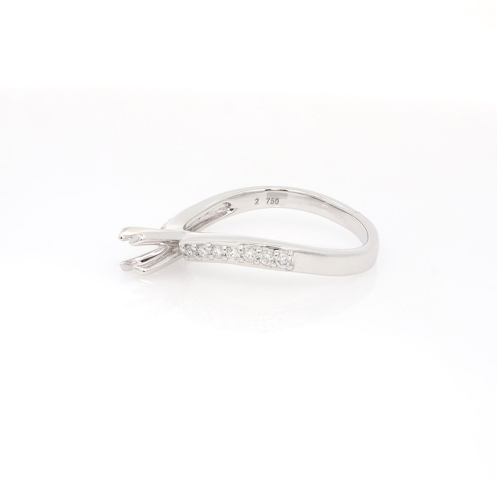 Thumbnail: Solitaire semi-mount diamond curved ring in fine gold, handcrafted fine jewelry