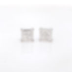 Princess-cut illusion cluster diamond earrings in a classic square stud design in fine gold.