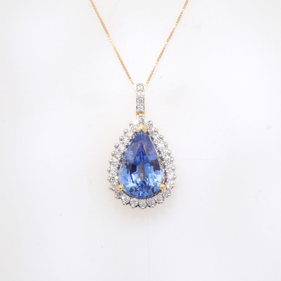 Blue sapphire diamond necklace gold semi-mounting fine jewelry wholesale gemstone pendant