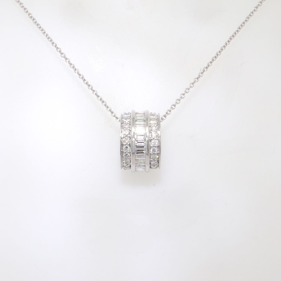 Diamond eternity pendants gold fine jewelry wholesale diamond pendants baguette round diamonds necklace