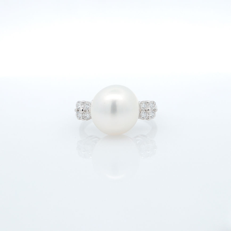 Elegant pearl diamond ring with diamond accents in gold - wholesale fine jewelry handcrafted by SVS Jewelry Bangkok