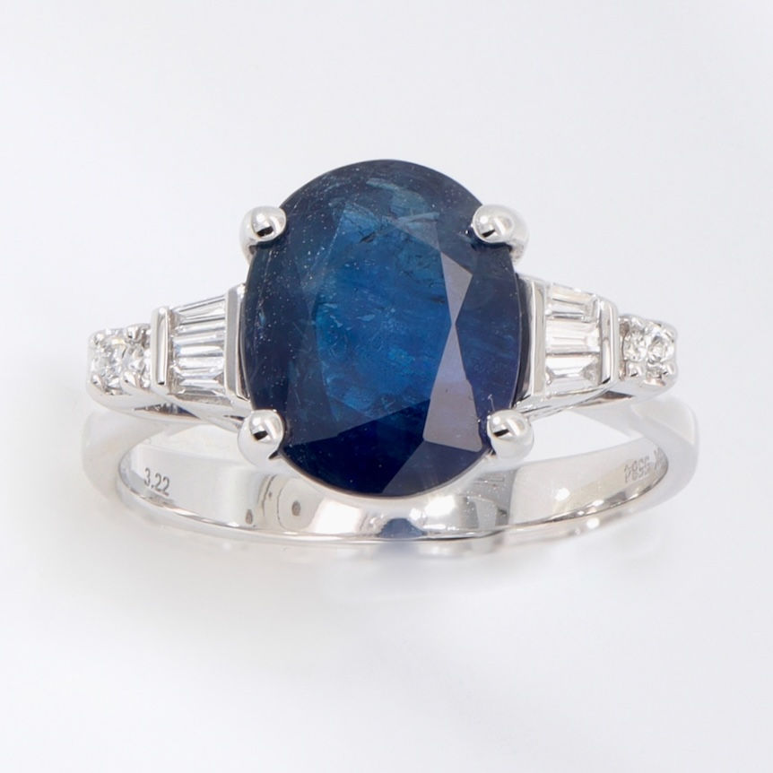 Custom engagement rings gold semi-mounting ring with diamond baguettes wholesale diamond jewelry fine jewelry