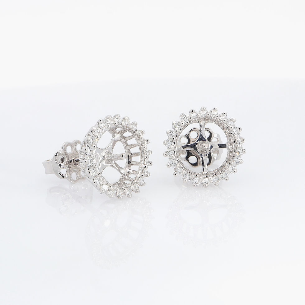 Starburst diamond earring jackets for pearl or gemstone studs in a custom fine gold setting.