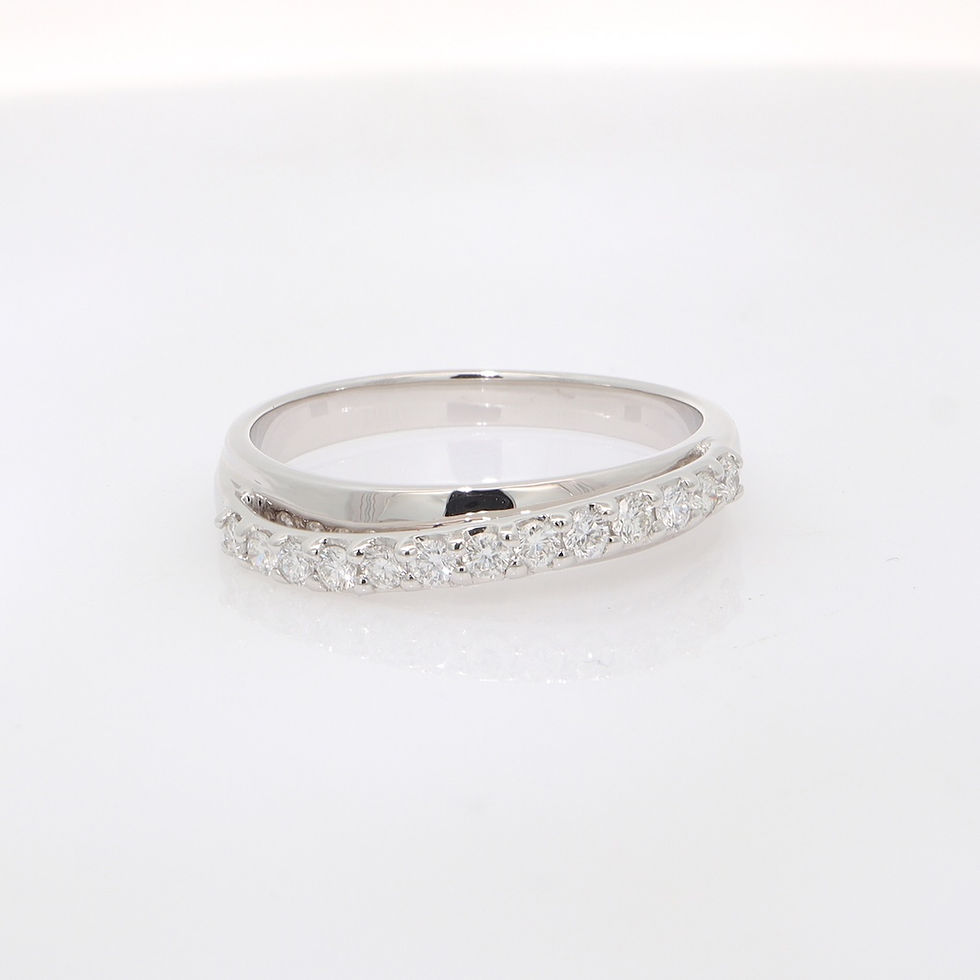 Thumbnail: Elegant gold diamond wedding ring. SVS custom fine jewelry for your special day.