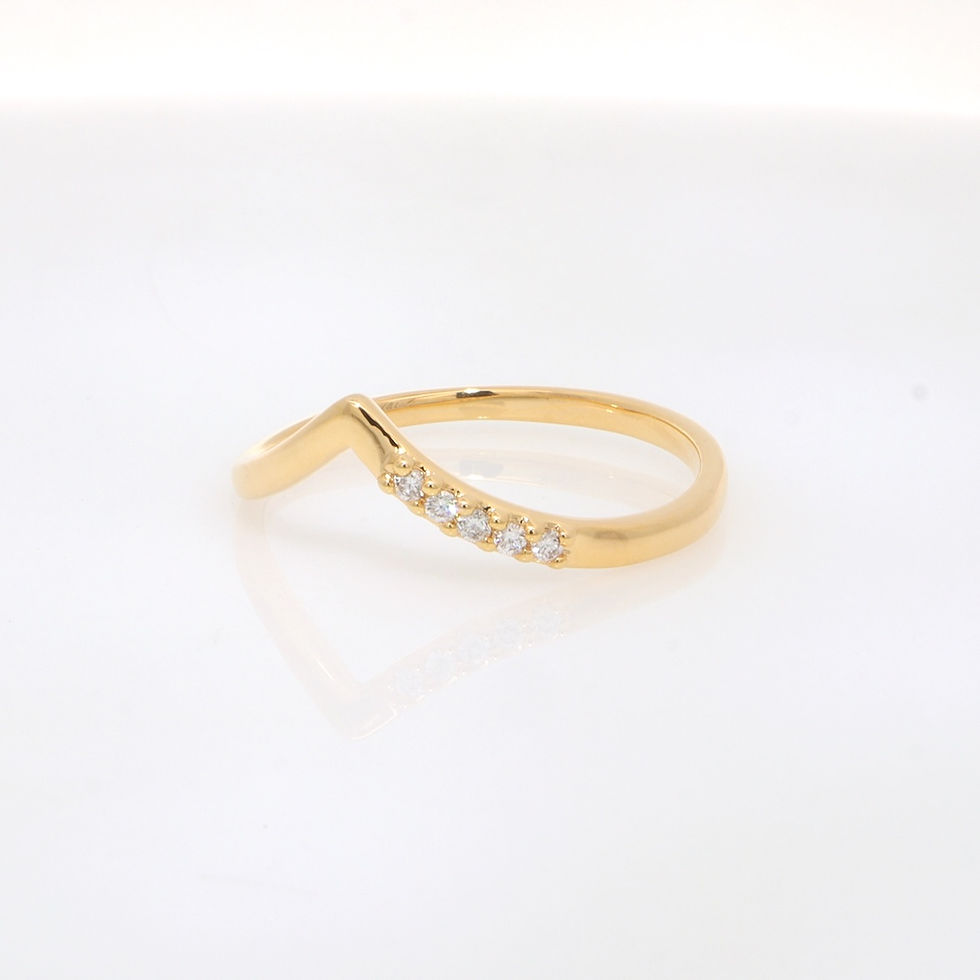 Thumbnail: Diamond V-shaped chevron fine gold ring, minimal stackable band, handcrafted