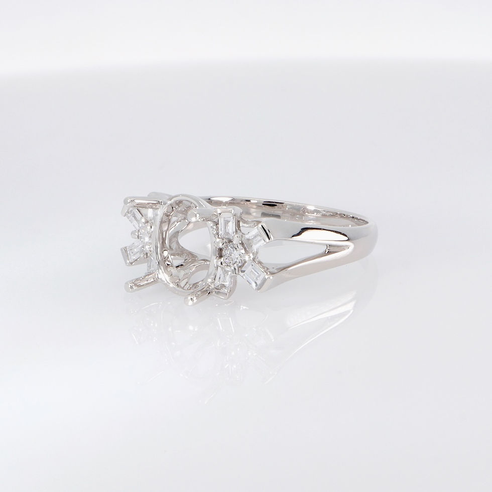 Thumbnail: Gold baguette diamond semi-mounting sunburst design - luxury engagement ring mounting wholesale fine jewelry by SVS