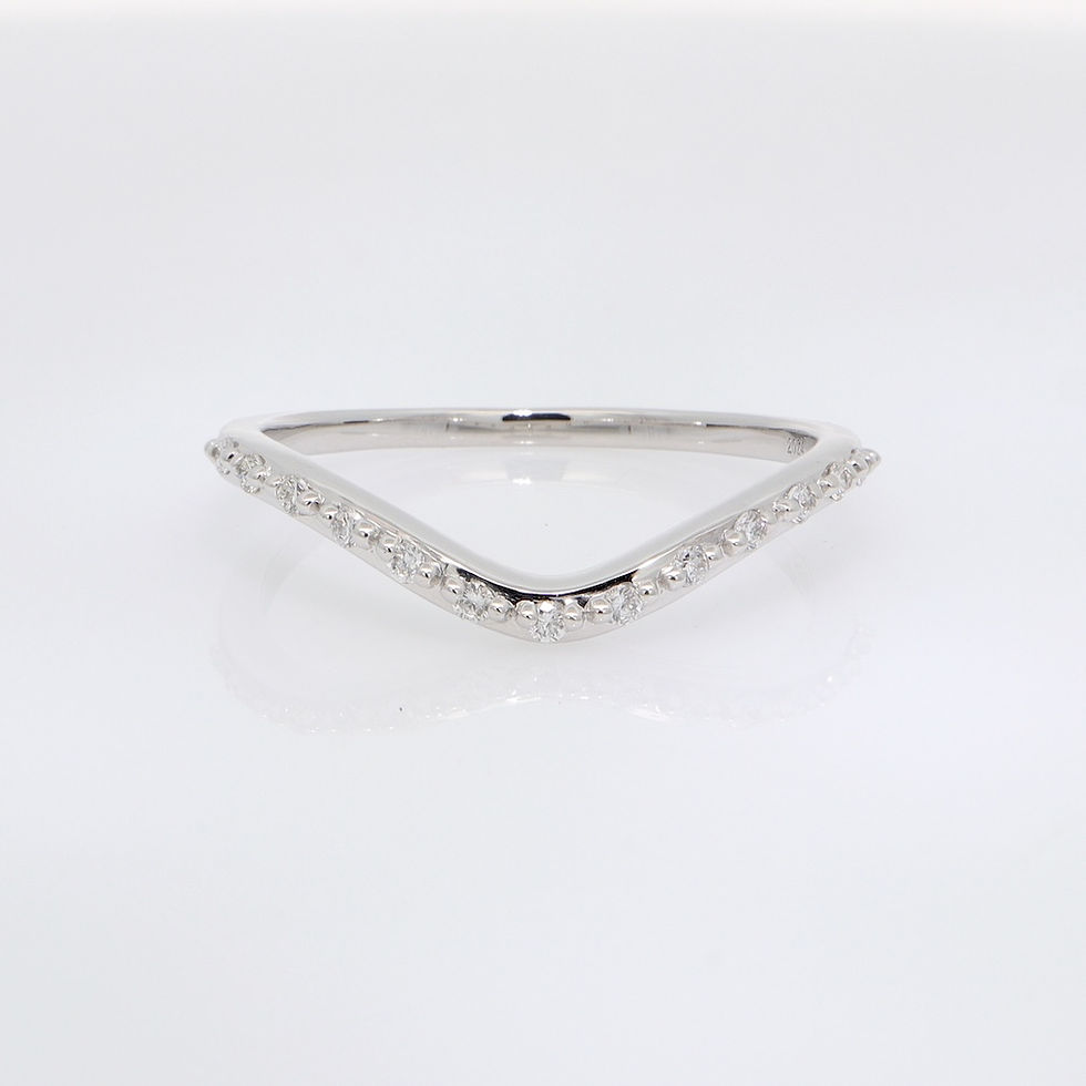 Thumbnail: Gold chevron diamond ring with pavé-set diamonds by SVS Jewelry