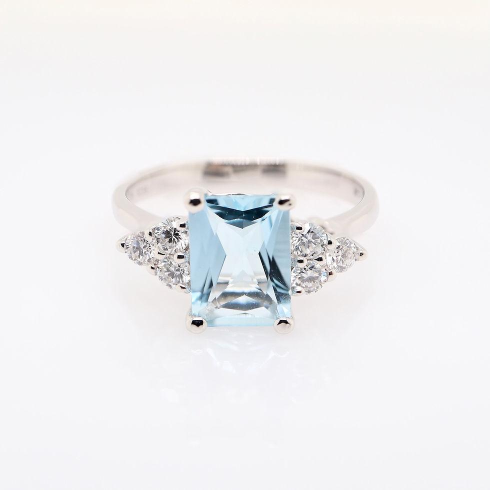 Thumbnail: Three stone diamond ring setting with brilliant diamond clusters in a classic fine gold design.