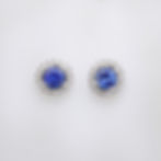 Gemstone halo earrings in gold with brilliant diamonds. Custom fine jewelry wholesale.