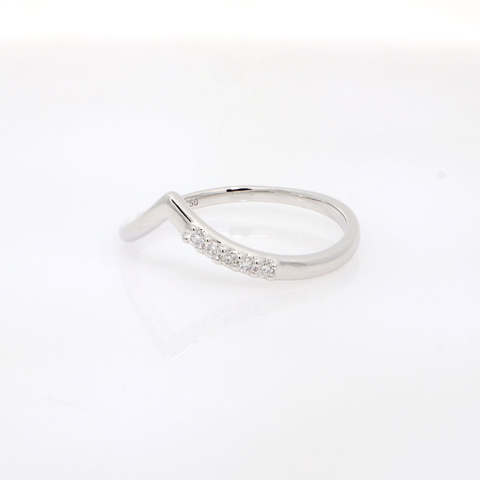 Thumbnail: Diamond V-shaped chevron fine gold ring, minimal stackable band, handcrafted