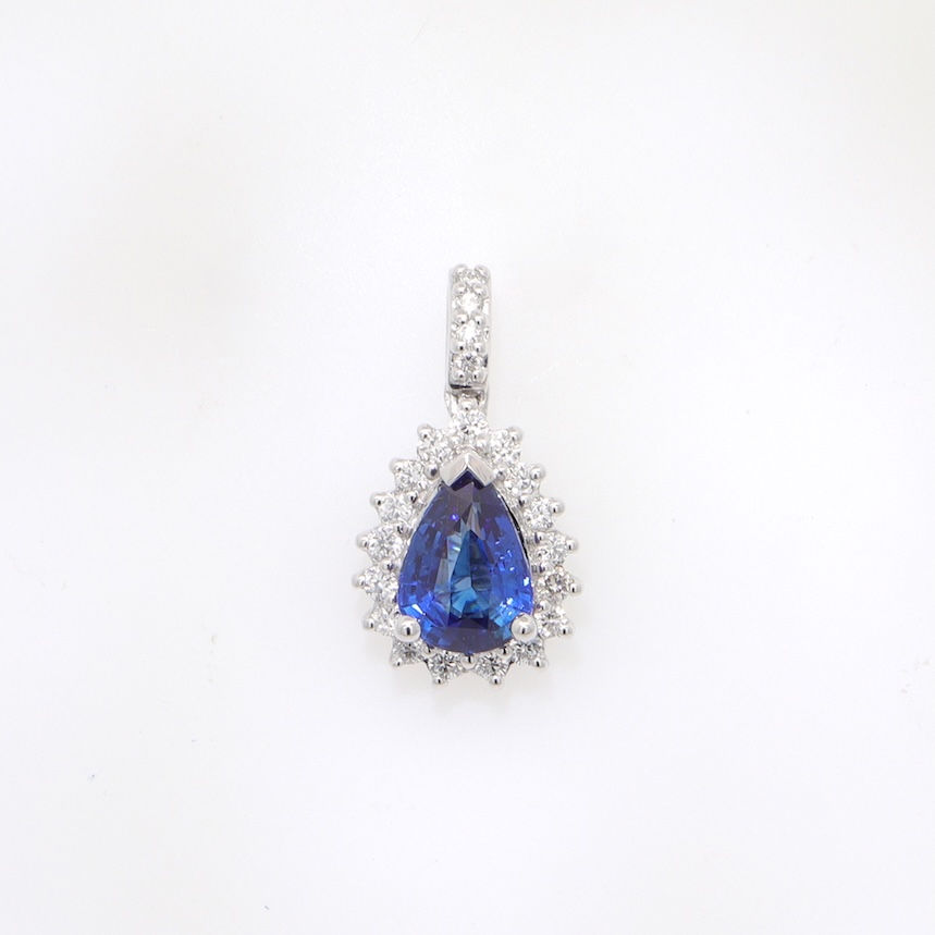 Semi-mounting pear shaped pendant diamond halo gold setting fine jewelry gemstone necklace