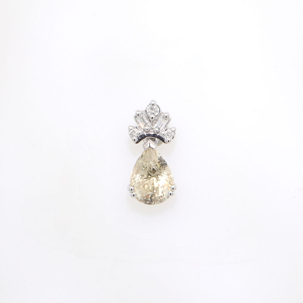 Champagne diamond pendant with crown design and accent diamonds in gold semi-mounting - premium wholesale diamond jewelry