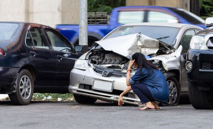 Damaged car at night after a Florida hit and run accident with guidance on insurance and legal rights for injured drivers | Attorney Carolina Nunez | Car Accident Attorney Near Me | The Law Offices of Carolina Nunez