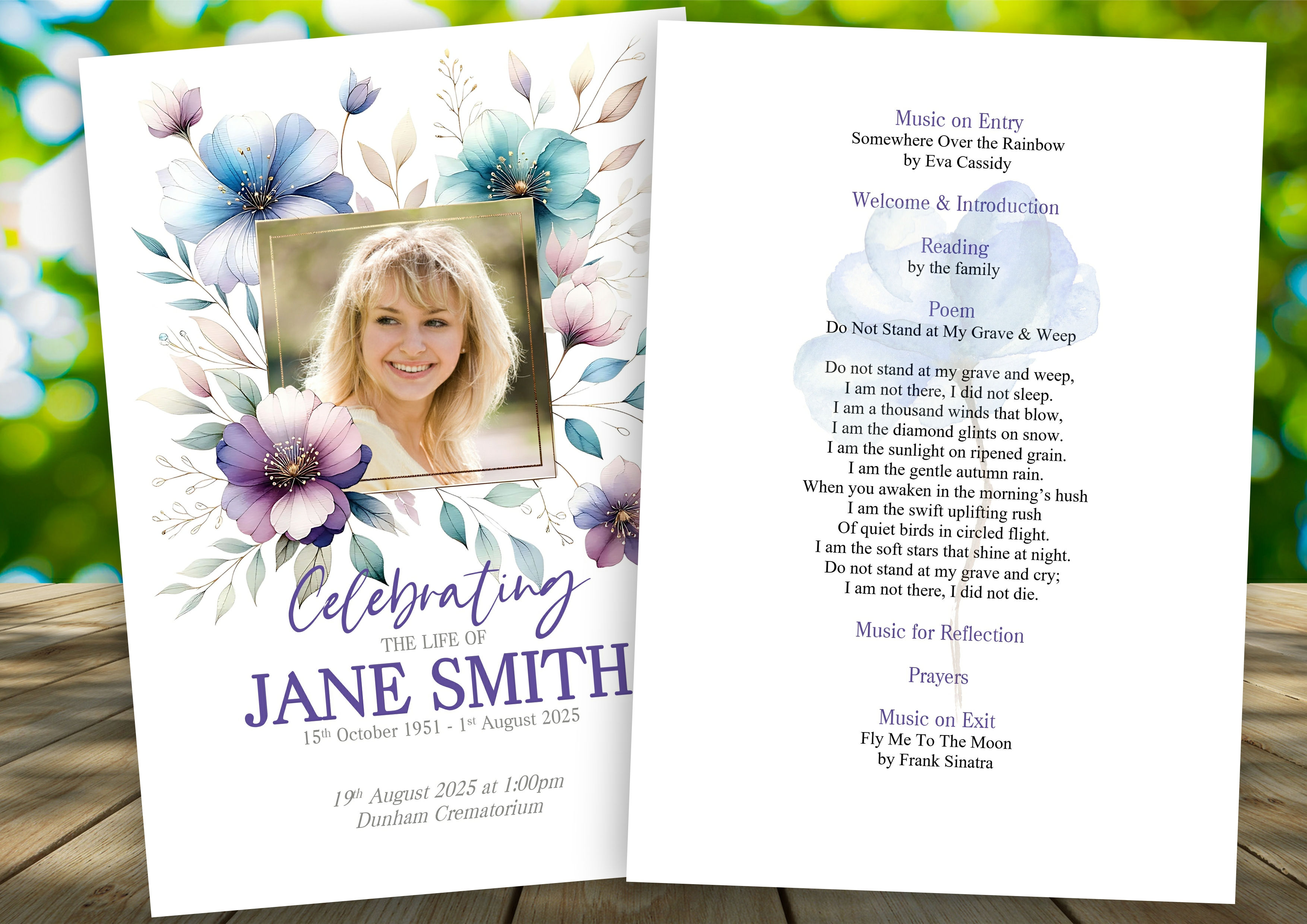 Flower Frame Funeral Order of Service