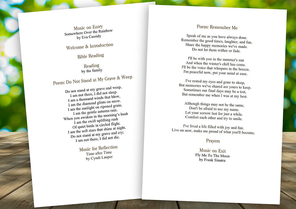 The Meadow Funeral Order of Service