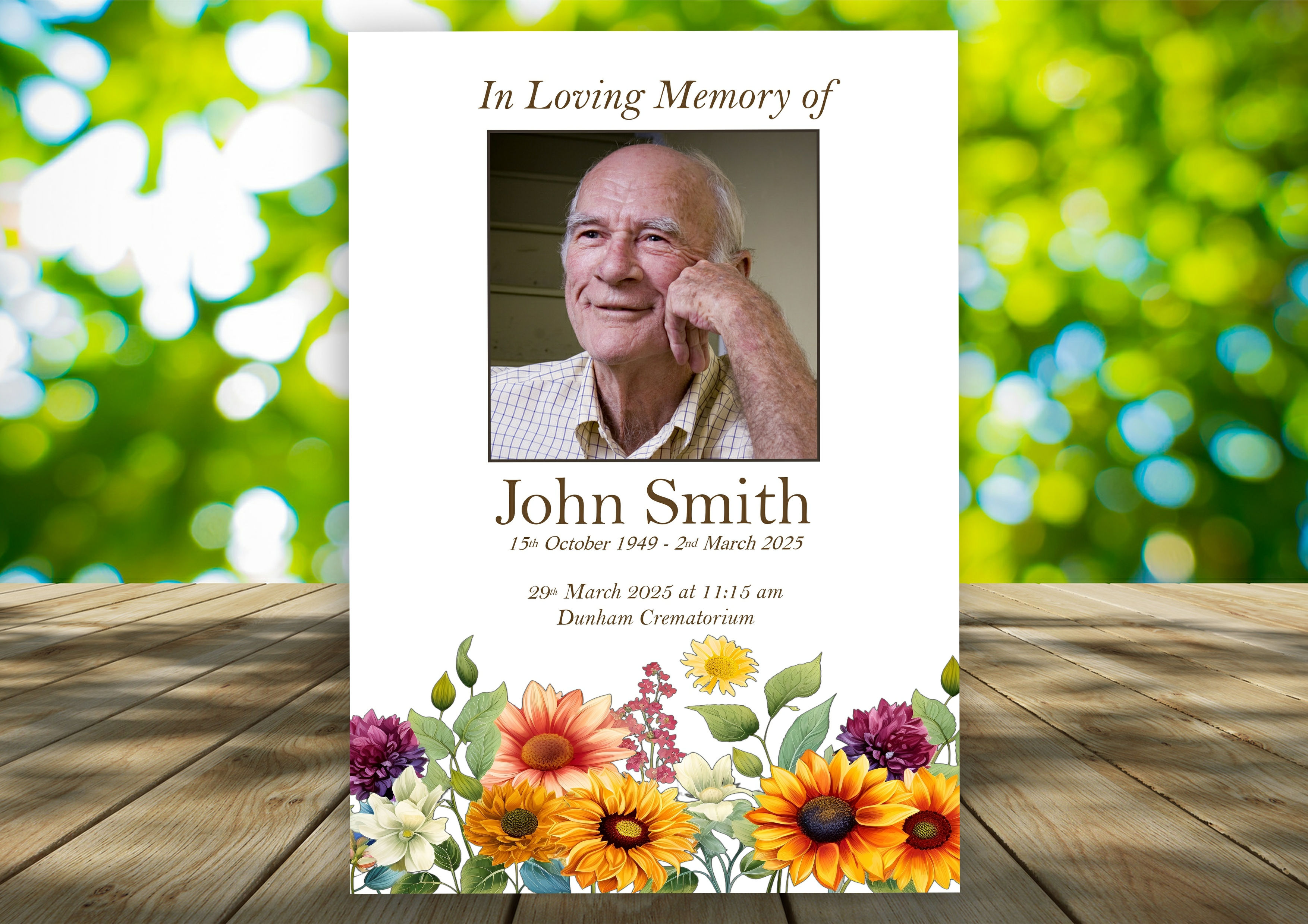 Sunflower Funeral Order of Service
