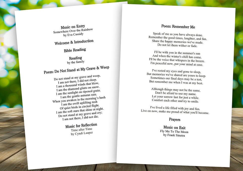 Photo Collage Funeral Order of Service