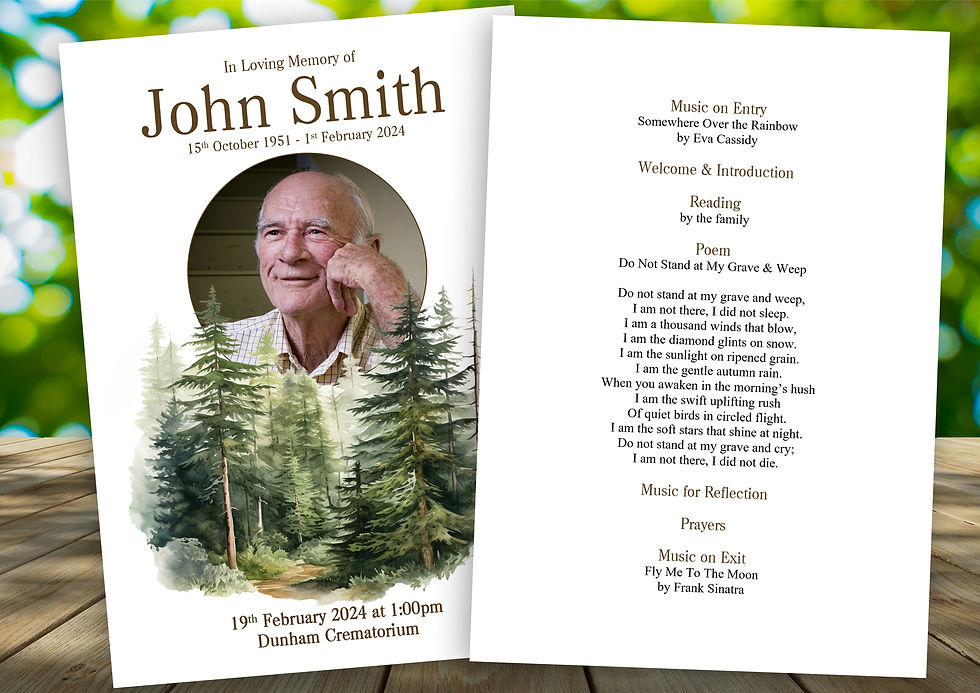 In the Forest Funeral Order of Service