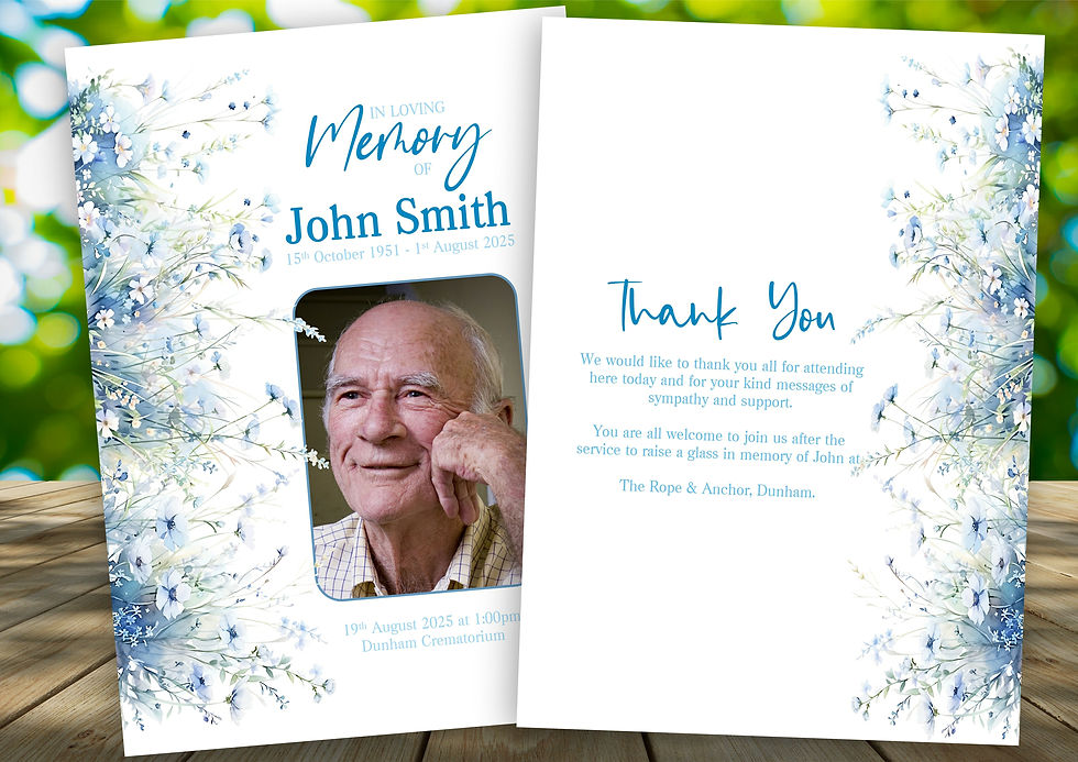 Thumbnail: Pastel Blue Flowers Funeral Order of Service