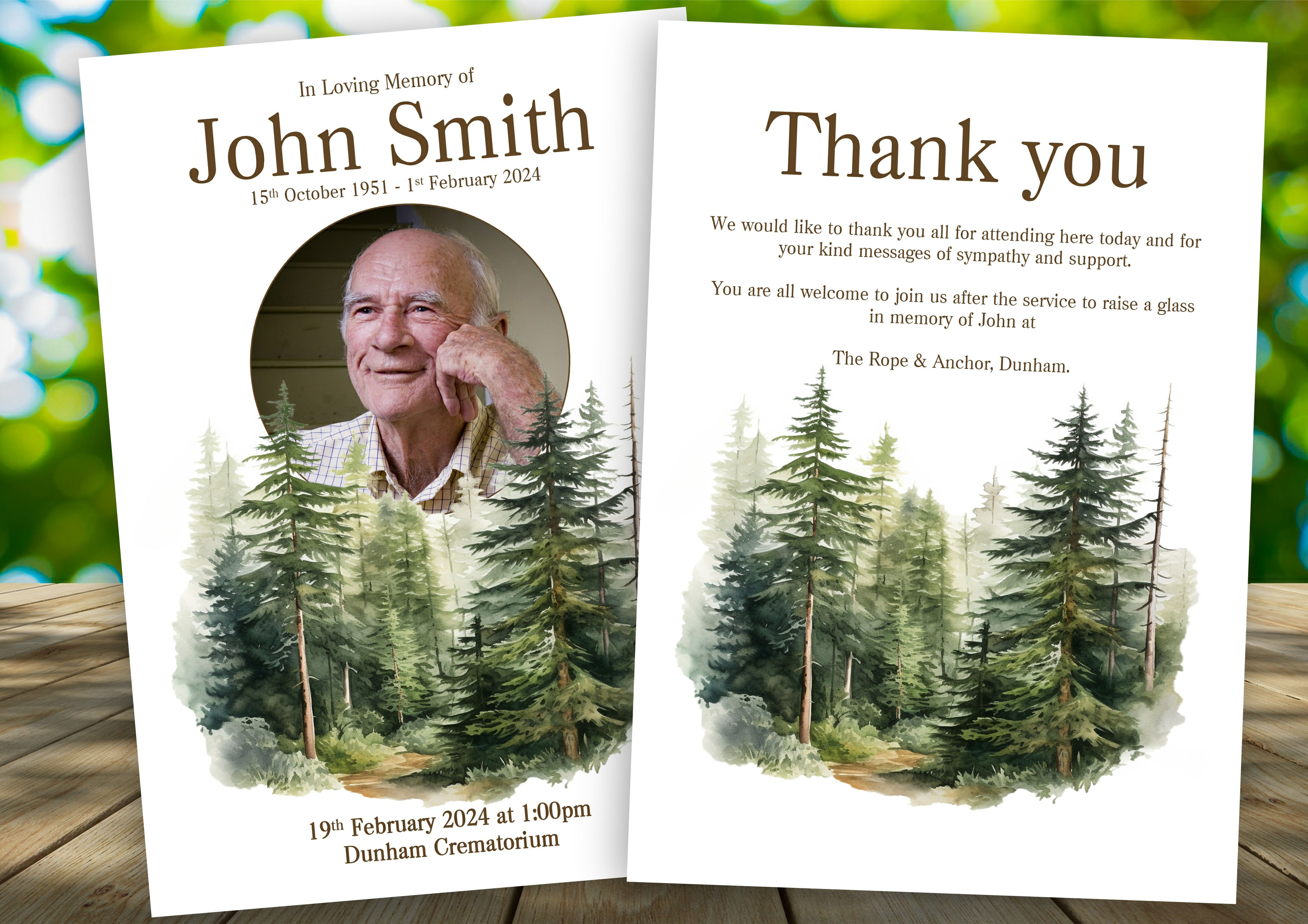 In the Forest Funeral Order of Service