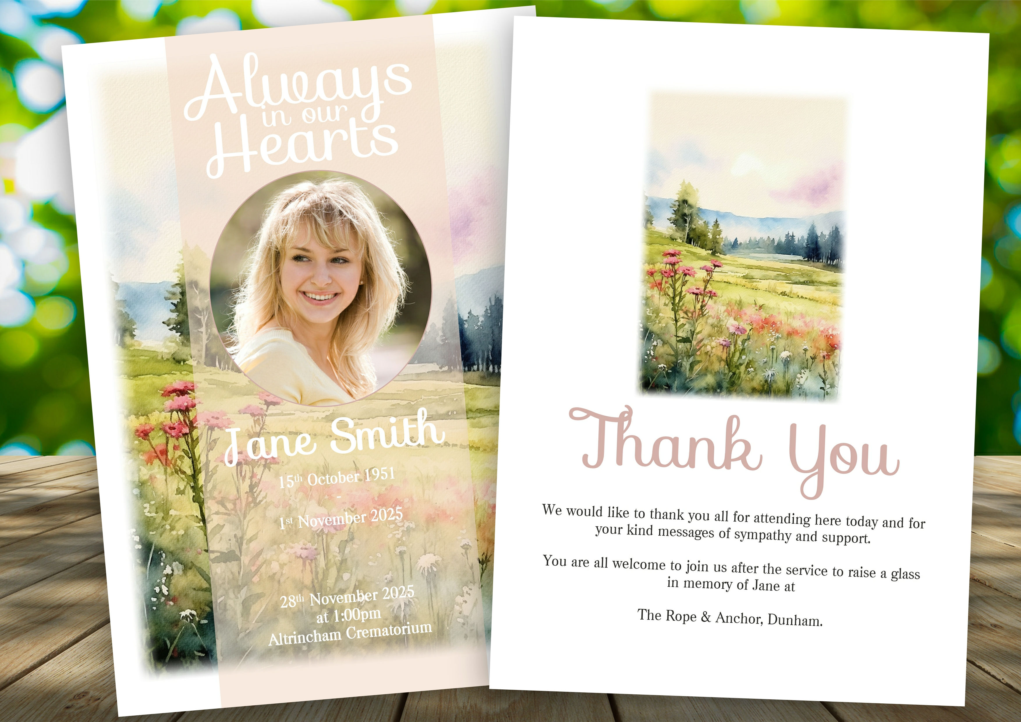 Summer in the Countryside Funeral Order of Service