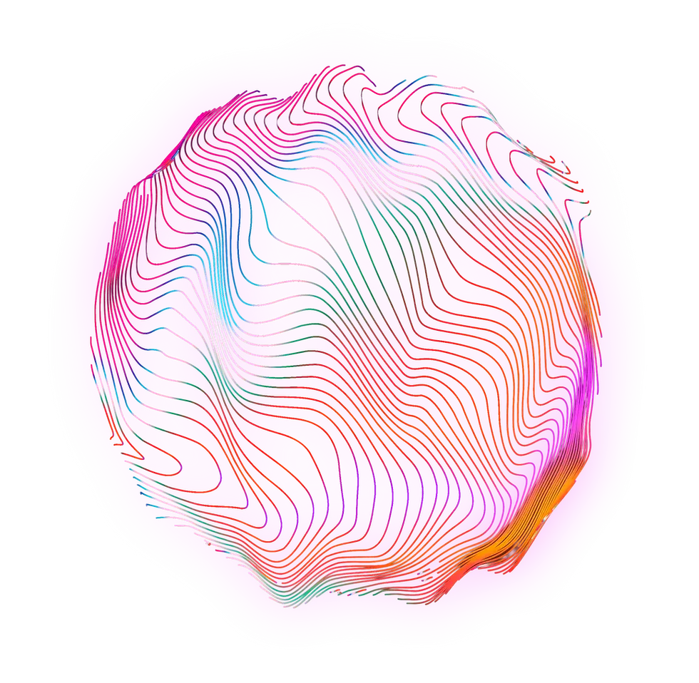 Abstract colorful 3D topographic sphere on black background