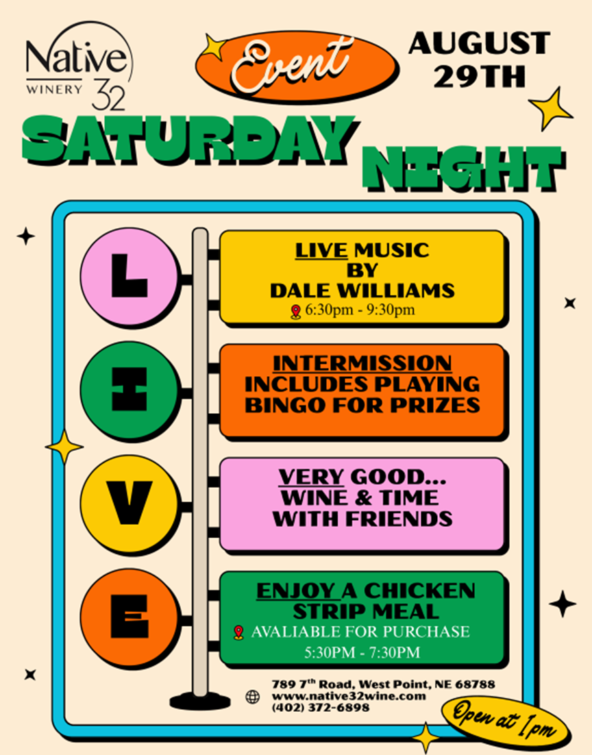 Native 32 Winery *Saturday Night LIVE* August 29th