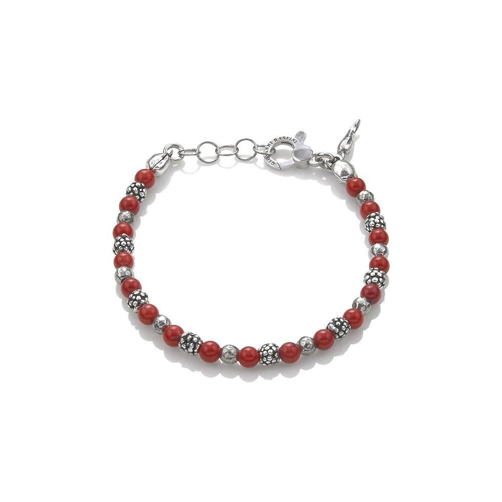 Braccialetto rosso con sfere d'argento