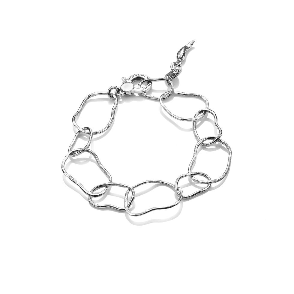 Bracciale argento a maglie ovali, design moderno.