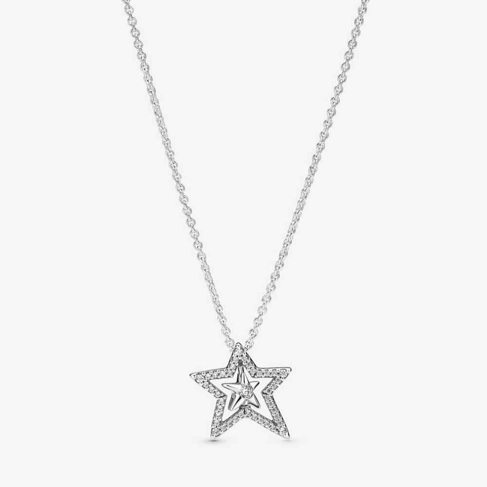 Collana con ciondolo a stella, cristalli scintillanti, gioiello elegante