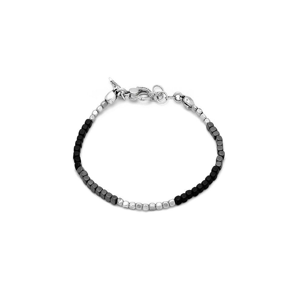 Braccialetto elegante bicolore, argento e nero