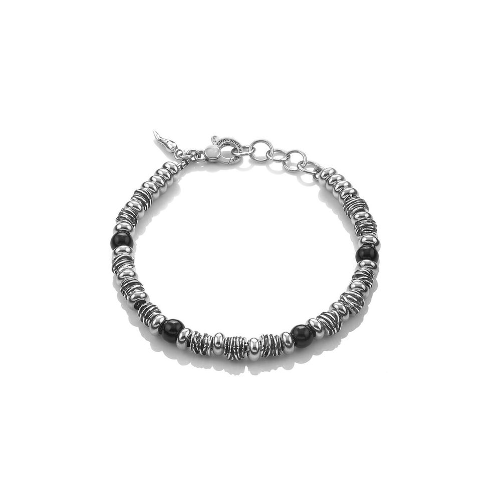 Braccialetto in argento con perline nere
