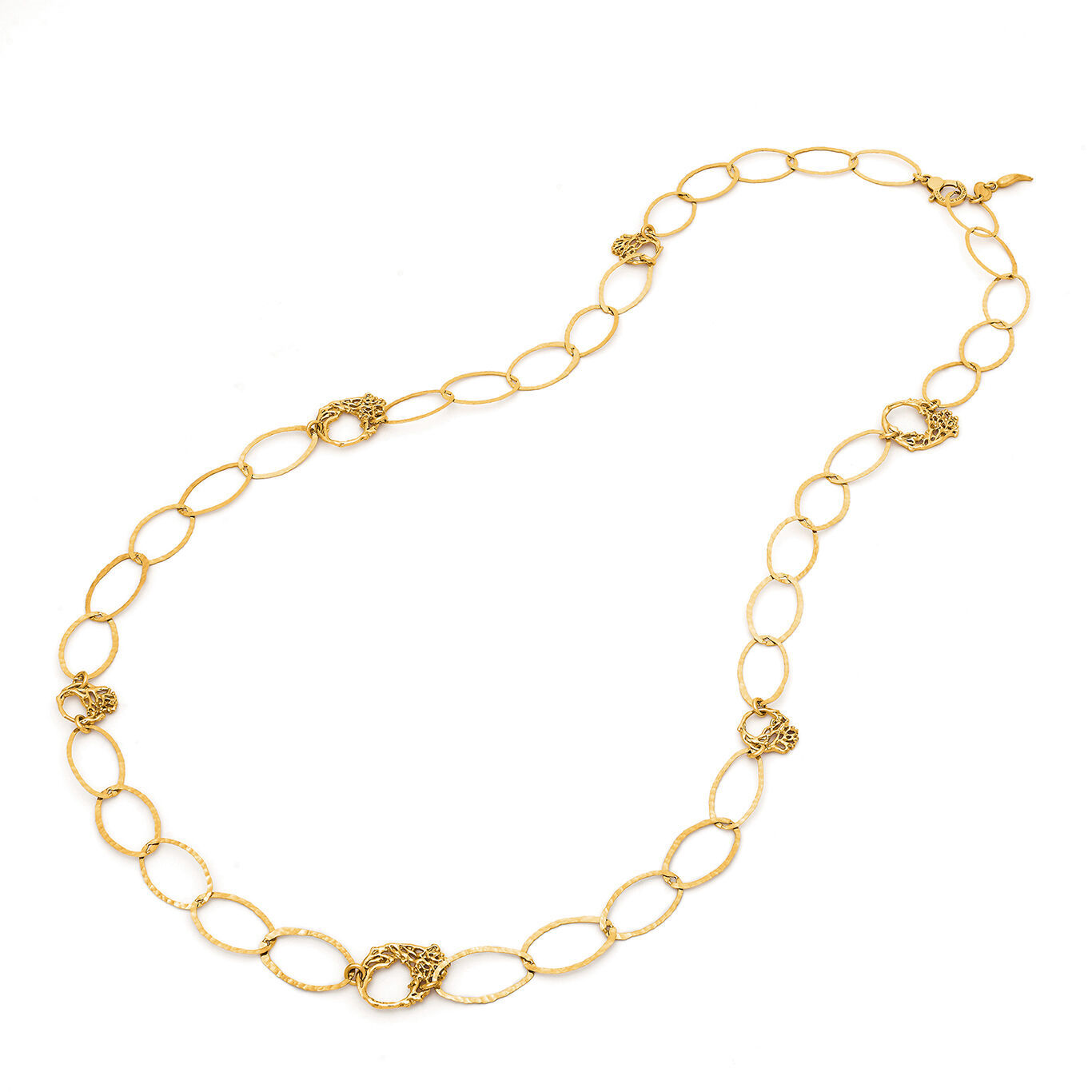 Collana lunga dorata con ciondoli