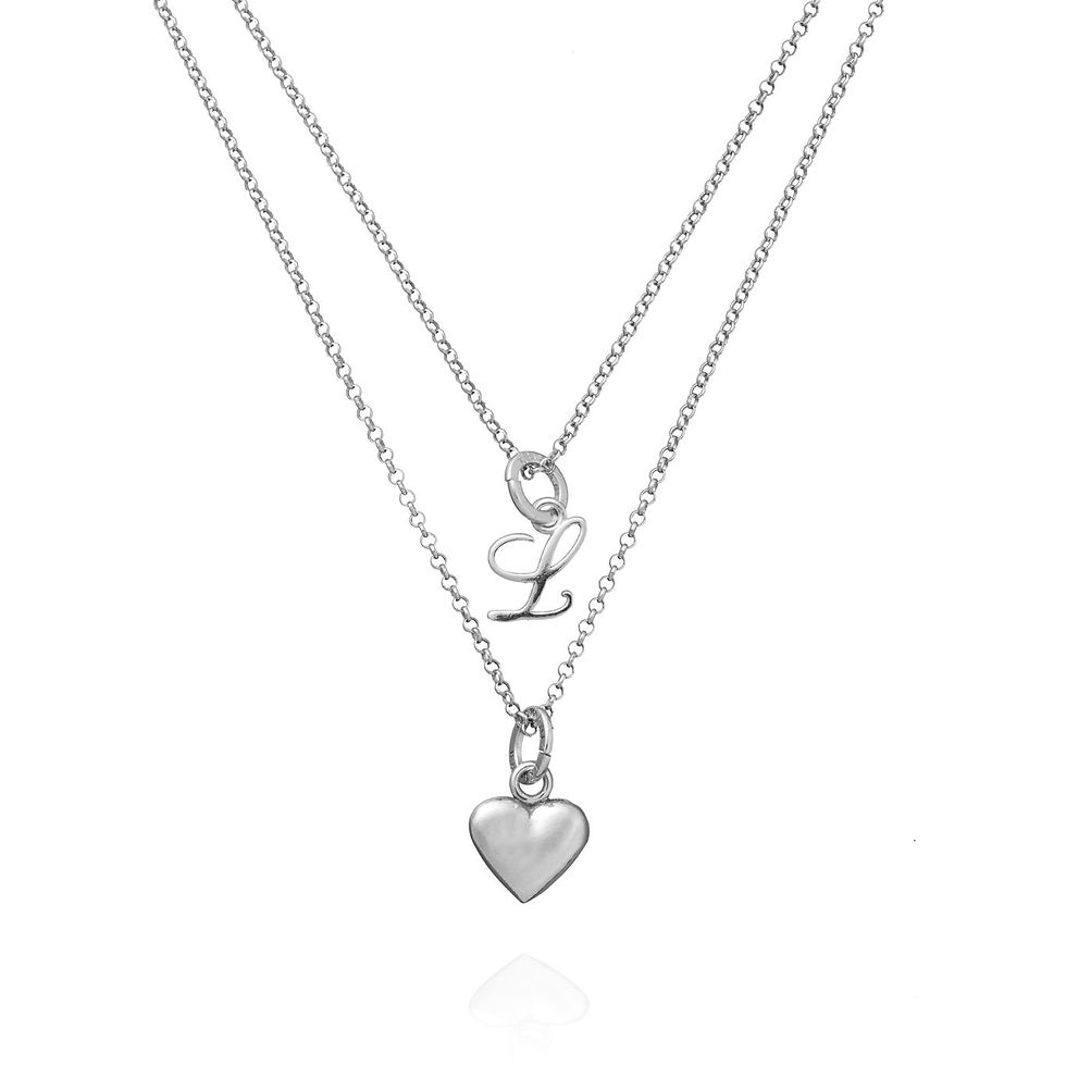Collana doppia con cuore e lettera L