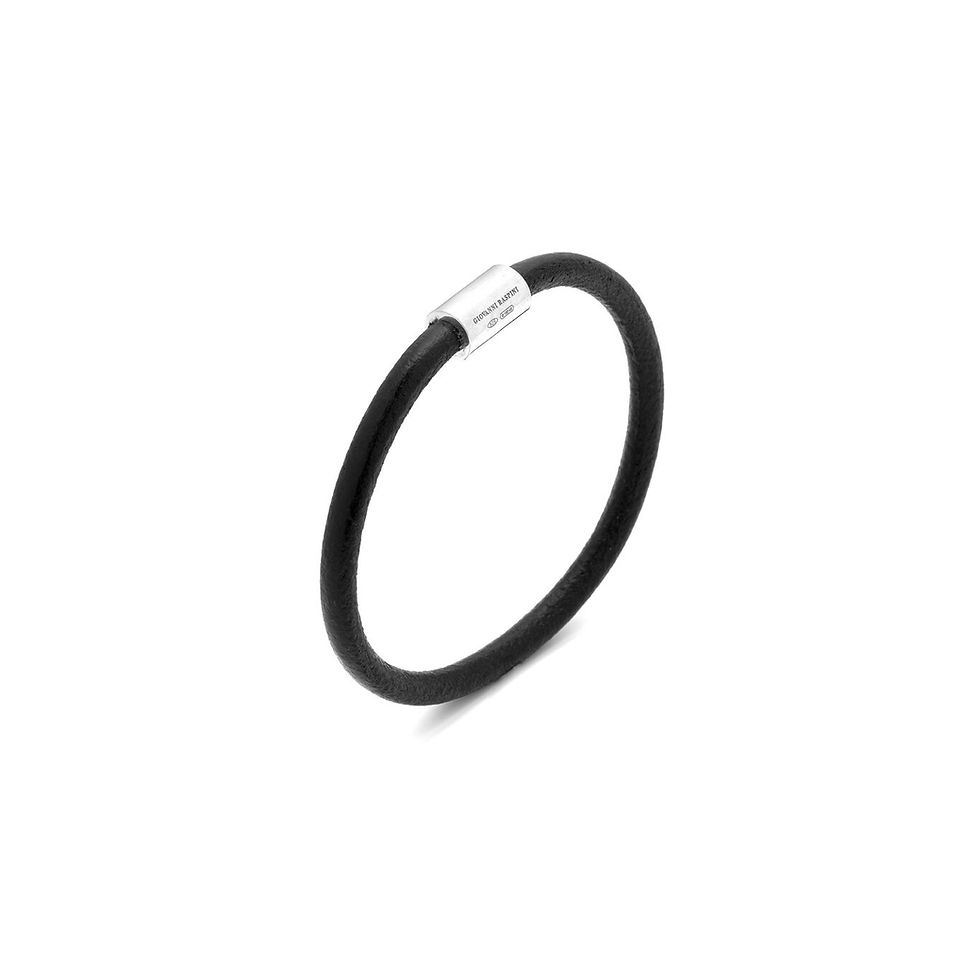 Braccialetto nero in silicone, chiusura argento