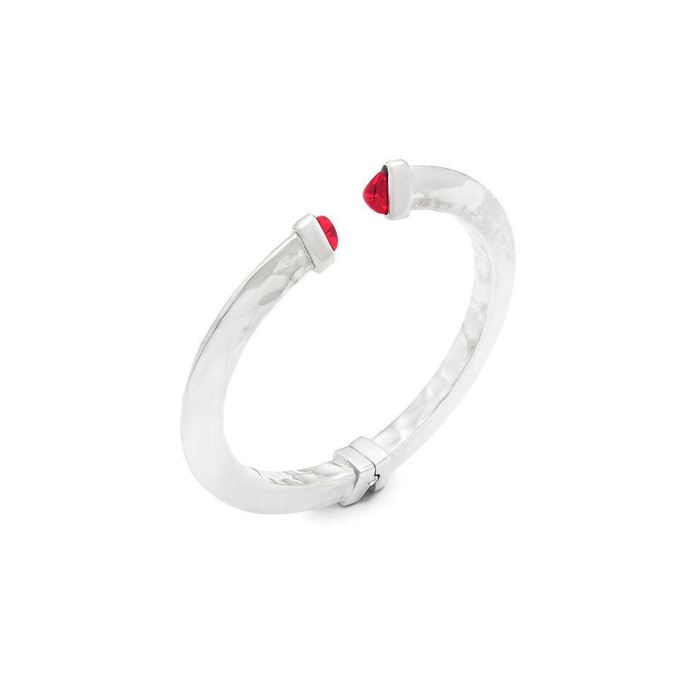 Bracciale rigido in argento, dettagli rossi