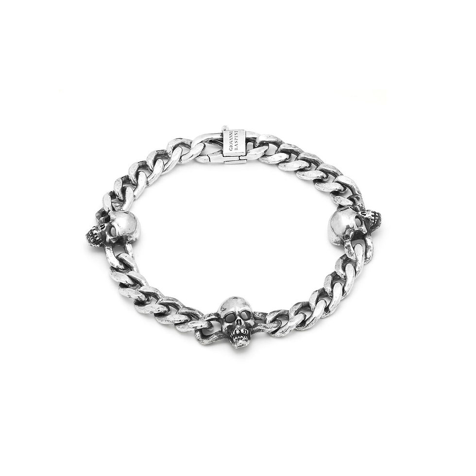 Braccialetto in argento con dettagli skulls