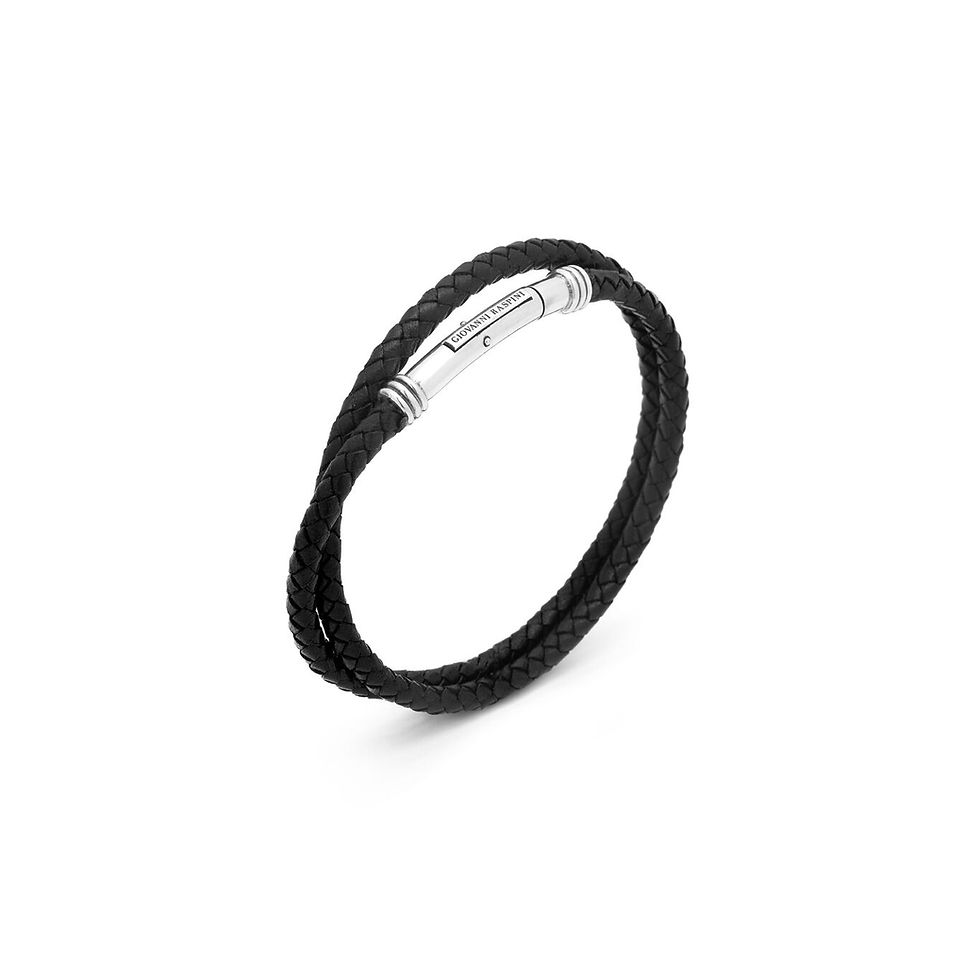 Braccialetto nero doppio giro, chiusura argento